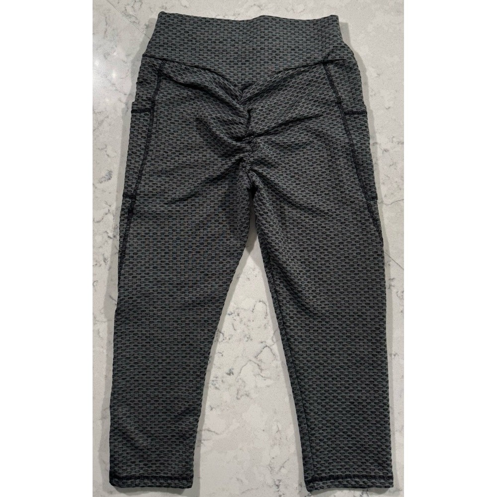 Scrunch Butt Leggings Womens Small Black Gray High Rise Stretch Gym Yoga Workout